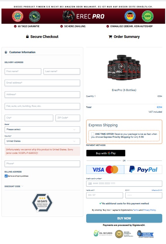 ErecPro Order pages